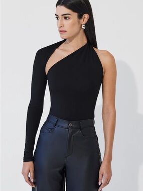 Black One-Shoulder Marcella NYC Manhattan Mesh
Sleeve Top